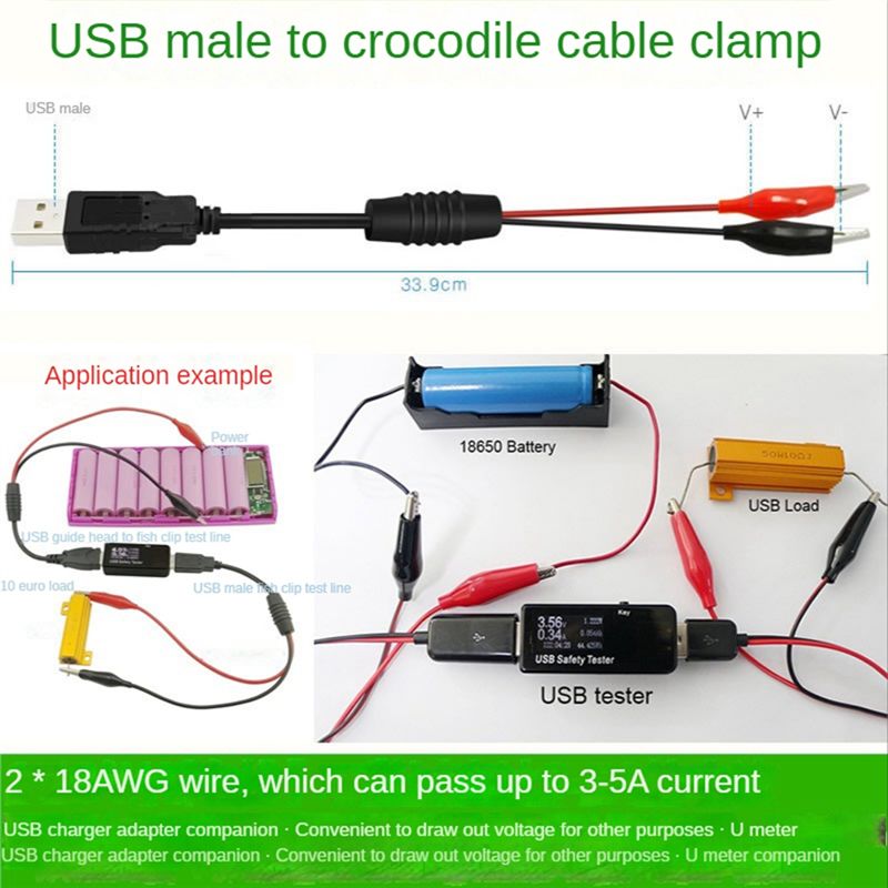 A01E-2Pcs USB Alligator Clips  - Usb Ammeter Tester review and price