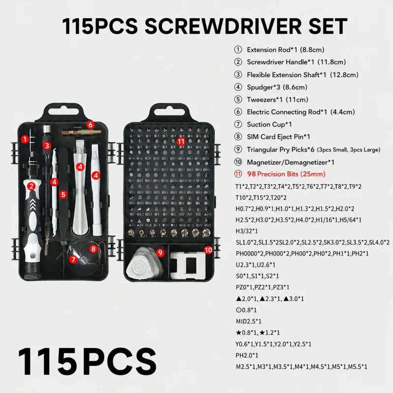 Portable 115in1 Magnetic Screw - Electronics Repair Manual review and price