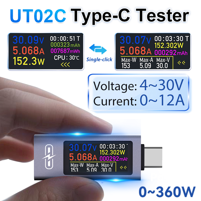 UT02C USB Color Screen Type-C  - Usb Ammeter Tester review and price